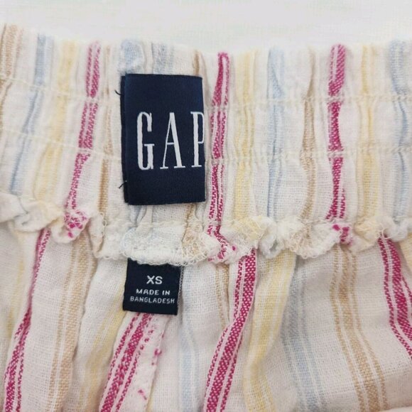 Gap Linen Shorts Womens Size XS Striped Yellow Pink High Rise - Picture 3 of 8